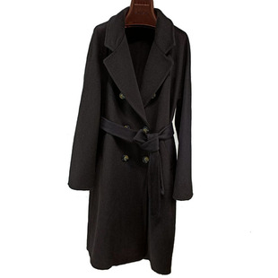羊绒羊毛手工双面尼大衣秋冬西装领宽松廓行中长款毛呢外套女特价