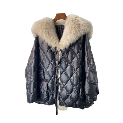 羽绒服女中长款狐狸毛时尚宽松