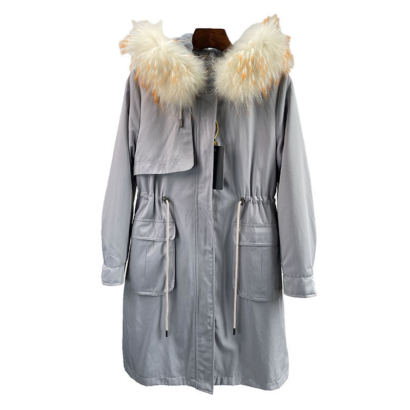 防风貉子毛领皮草外套獭兔毛派克