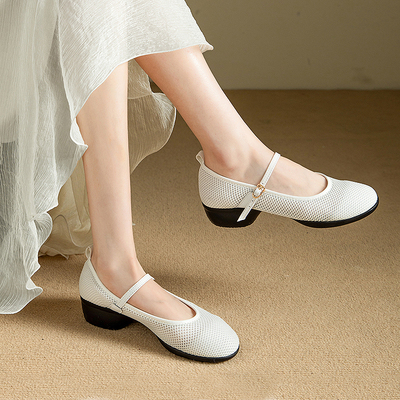 真皮网面透气广场舞鞋水兵跳舞鞋