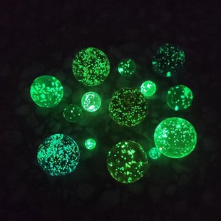无孔夜光琉璃珠鱼缸发光玻璃球装饰儿时弹珠玩具透明水晶球圆珠子