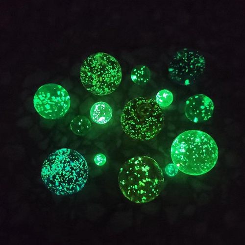 无孔夜光琉璃珠鱼缸发光玻璃球装饰儿时弹珠玩具透明水晶球圆珠子