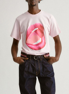 NOF studio 大嘴唇纯棉宽松夏季半袖圆领印花短袖T恤