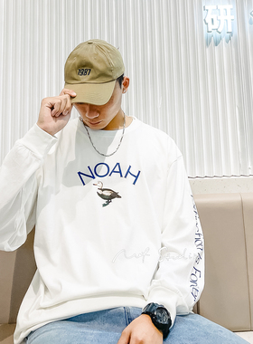 Nof studio  鸭子徽标美潮宽松圆领长袖T恤 男女同款