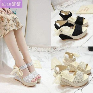 high with heels butterfly ladys女凉拖新 Women knots sandals