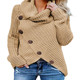 knitted High sweater欧美女针织毛衣 long sleeved necked women