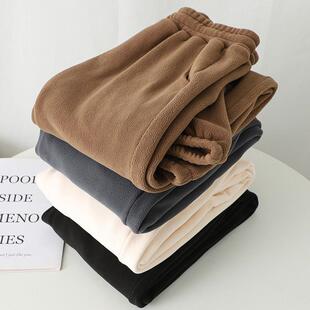 加绒加厚运动休闲裤 秋冬宽松大码 女 2024年新款 软糯摇粒绒束脚卫裤