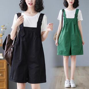 阔腿短裤 小个子时尚 高腰显瘦吊带连体裤 女夏2024新款 潮 减龄背带裤