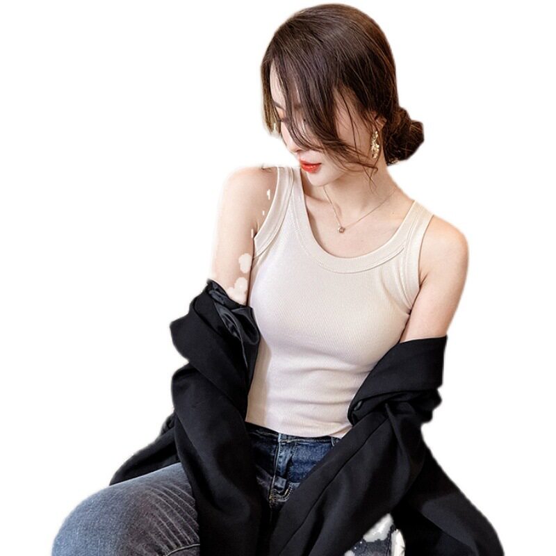 莫代尔螺纹吊带背心女春夏大码胖mm遮副乳修身外穿内搭打底衫上衣