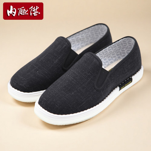 内联升男鞋新品休闲布鞋大内联升乌拉草厚底春夏一脚蹬单鞋DN6095