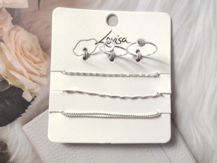 g17 百搭学生女金属银色潮 气质简约手链戒指六件组合套装 饰品时尚