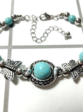 气质做旧银色手链手串欧美时尚百搭学生女蝴蝶腕饰潮手围微大g28