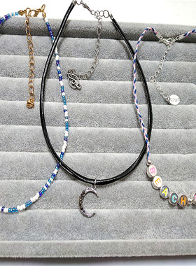 气质学生女短款颈链潮皮革月亮