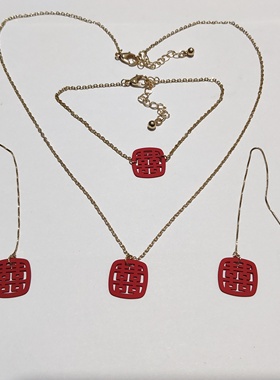 气质时尚百搭喜字项链手链耳钉耳线女式红色喜庆结婚饰品简约g30