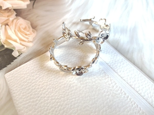 夸张花朵开口耳圈流行欧美时尚百搭潮人女质感白金色简约大耳环T6