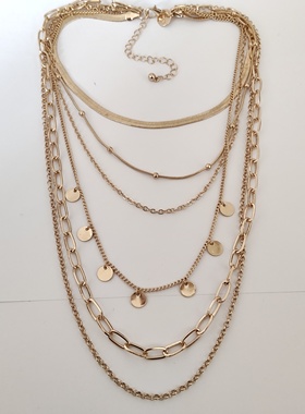 气质简约多层项链锁骨链时尚百搭学生女个性金属链条颈链短款潮10