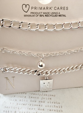 字母不同随机发时尚个性手链女简约百搭学生三条银色链条组合潮21