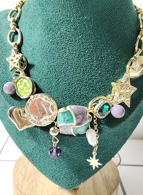 气质彩釉短款项链颈链蛇骨链欧美时尚百搭学生女个性质感卡脖潮01