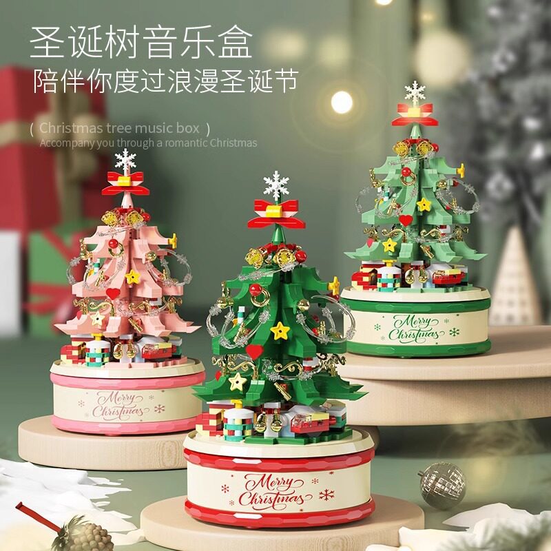 跨境圣诞树音乐盒圣诞节日礼物品摆件儿童高益智玩具女孩批发代发