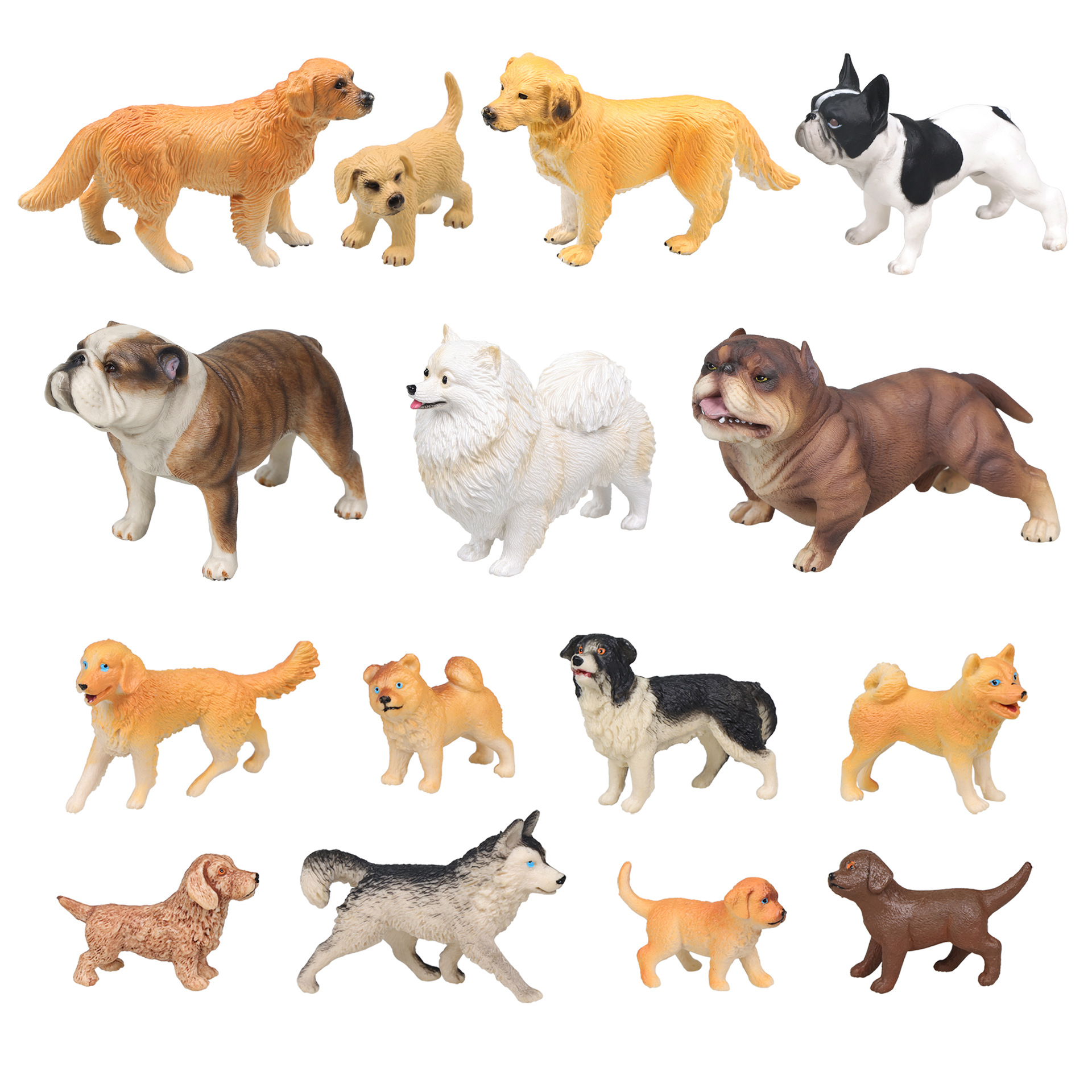 仿真小狗模型 宝宝早教迷你宠物狗狗玩具 斗牛犬恶霸犬博美犬