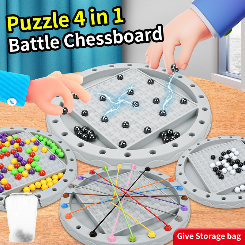 跨境磁力跳棋消消乐挑战二人结绳大解绳DIY思维训练儿童解压玩具
