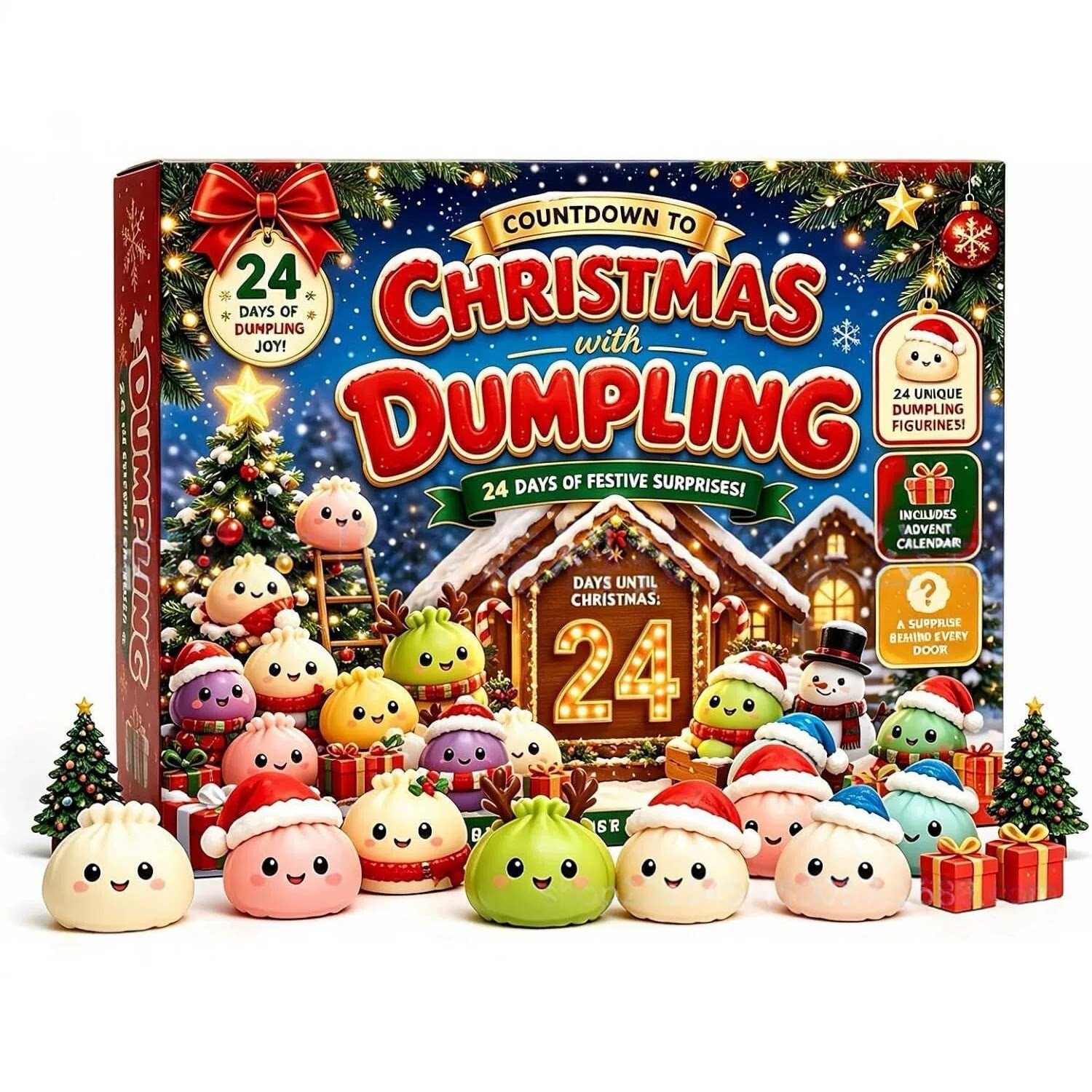 2026 Dumpling Squishies Toys 软萌包子捏捏乐圣诞降临24格盲盒