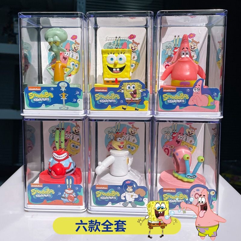 正版海绵宝宝彩泥印章公仔手办章鱼哥派大星儿童玩具摆件