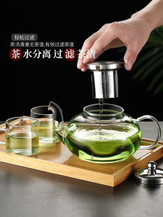 加厚玻璃茶具花茶壶套装 耐热不锈钢过滤红茶功夫煮茶壶泡茶家用