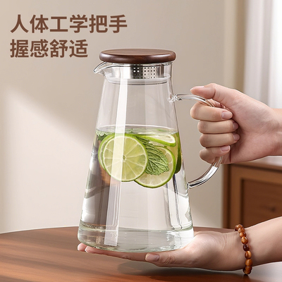 冷水壶玻璃耐高温家用凉白开水壶杯子套装2025新款大容量花果茶壶