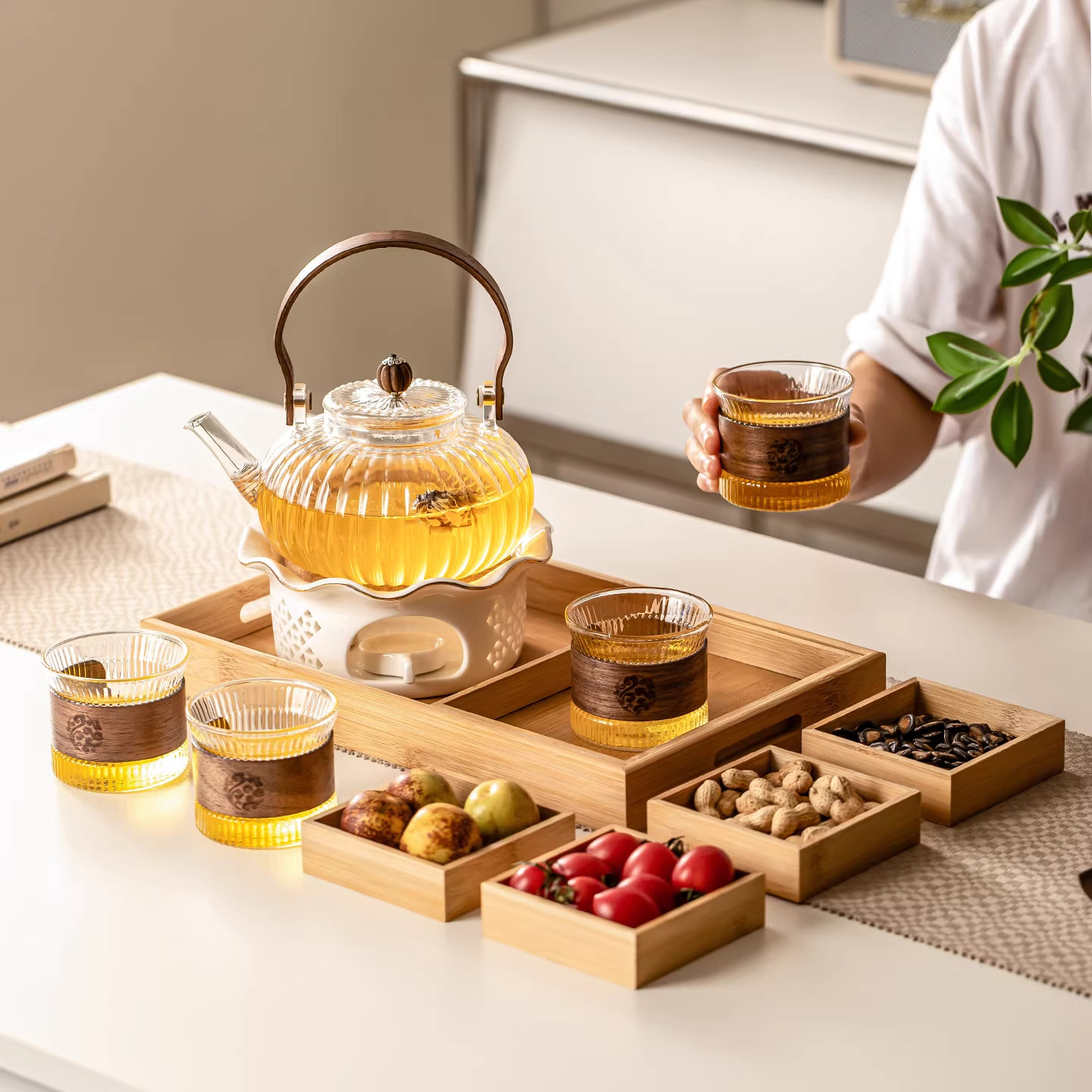 玻璃蒸煮茶壶耐高温新款2026烧水壶茶具套装泡茶提梁围炉煮茶器