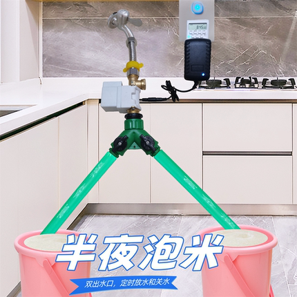 水龙头定时开关控制器双口智能放水阀门自动加水器泡米定时水龙头