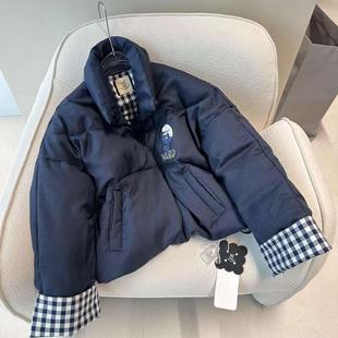 cicicoco猫头鹰鹅绒服2024冬季新款短款袖口撞色学院风南油高货潮