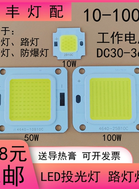 高亮LED投光灯灯芯10W20W30W50W70W80W100瓦工矿防爆路灯珠光源板