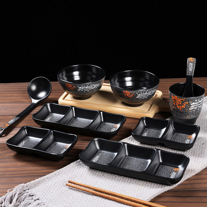 日式密胺调料碟商用火锅寿司店芥末碟双三格味碟仿瓷水杯勺子餐具,餐饮具,碟,淘宝优惠券,粉丝福利购,淘宝优惠卷