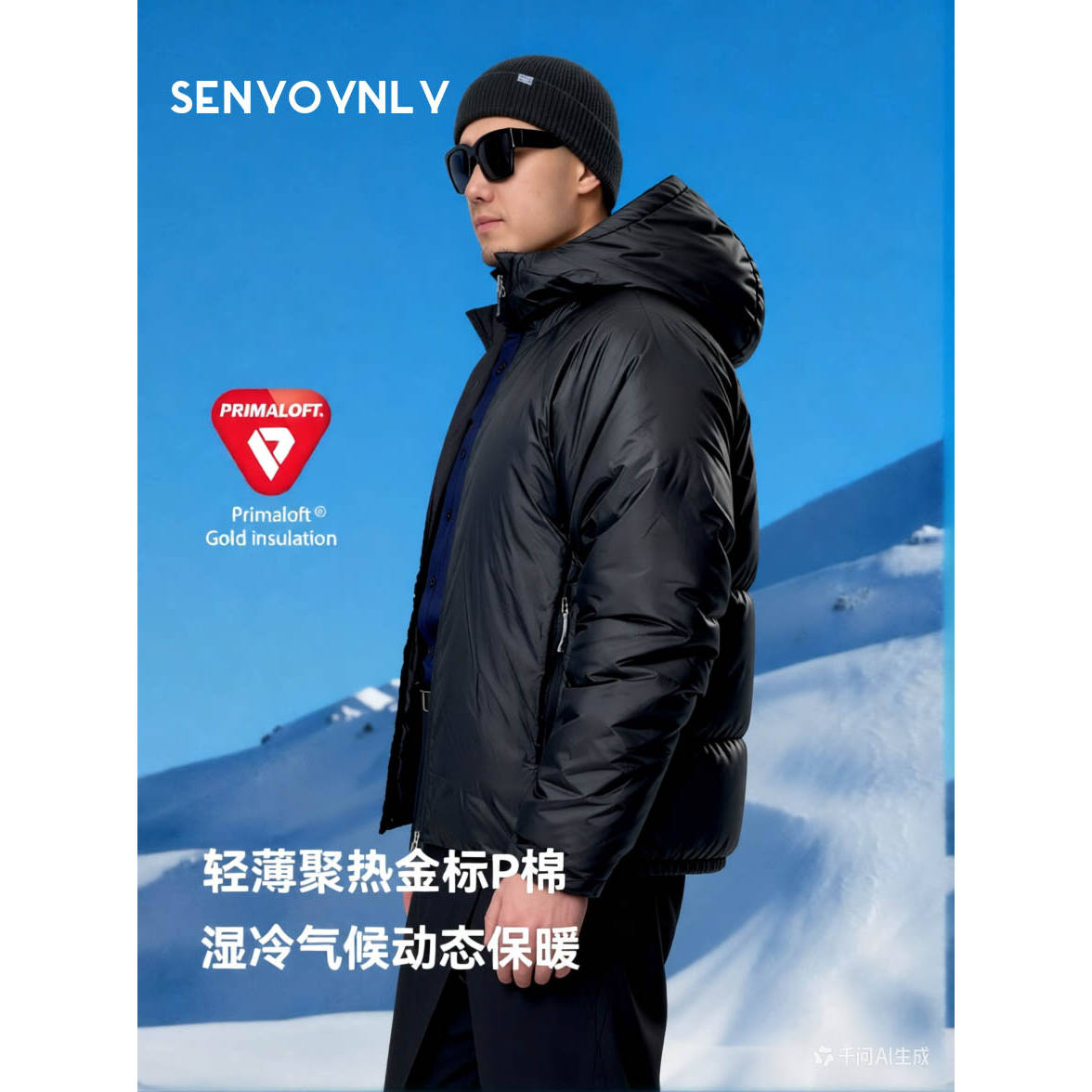 Senyoynly森尤尼冬新品男子轻量耐穿金标P棉连帽丁尼等飞棉服夹克
