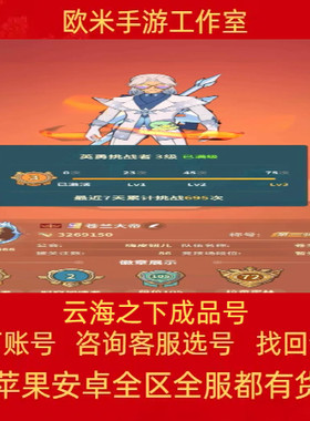 云海之下成品号手游账号高氪号高战力骑士刺客弓箭巫师传说幻兽