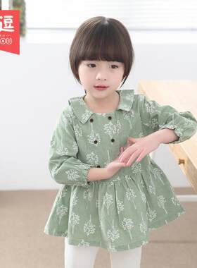 丫逗春秋长袖碎花女宝宝公主裙