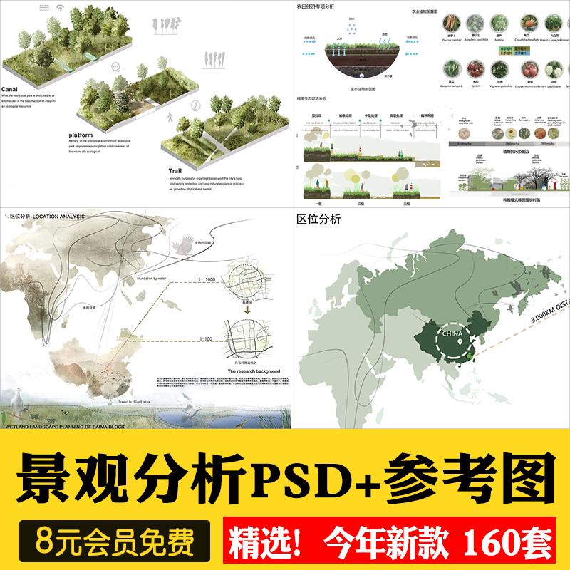 景观园林分析图PSD参考意向区位植物小场景内部剖面分析ps素材库