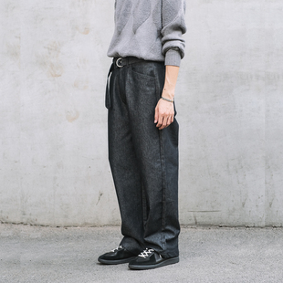复古牛仔裤 DICEOFF腰带直筒裤 男士 秋冬通勤长裤 老钱风休闲裤