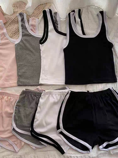 睡衣套装 运动休闲背心宽松外穿学生瑜伽居家服两件套潮 女夏季 韩版