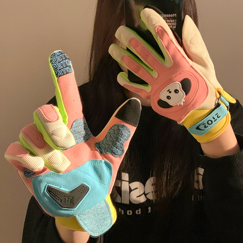 可爱小狗彩色骑行手套防风防滑