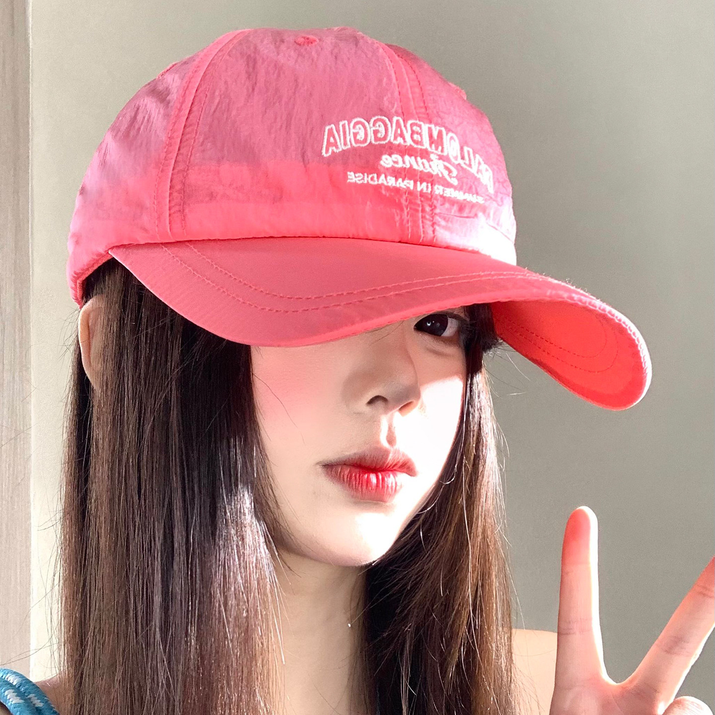 粉色字母速干棒球帽女春夏轻薄图片