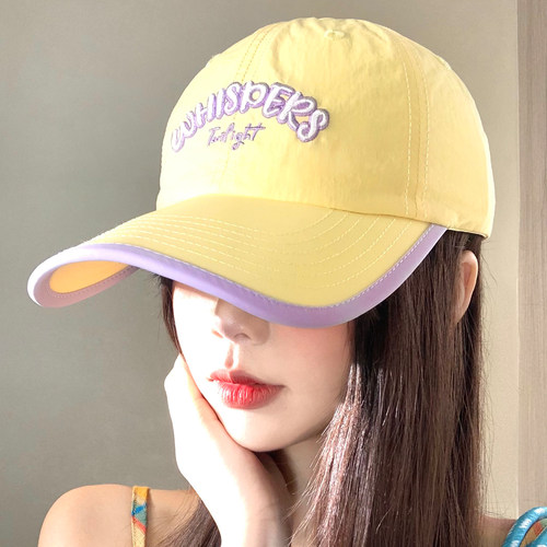 黄色字母刺绣速干透气棒球帽女