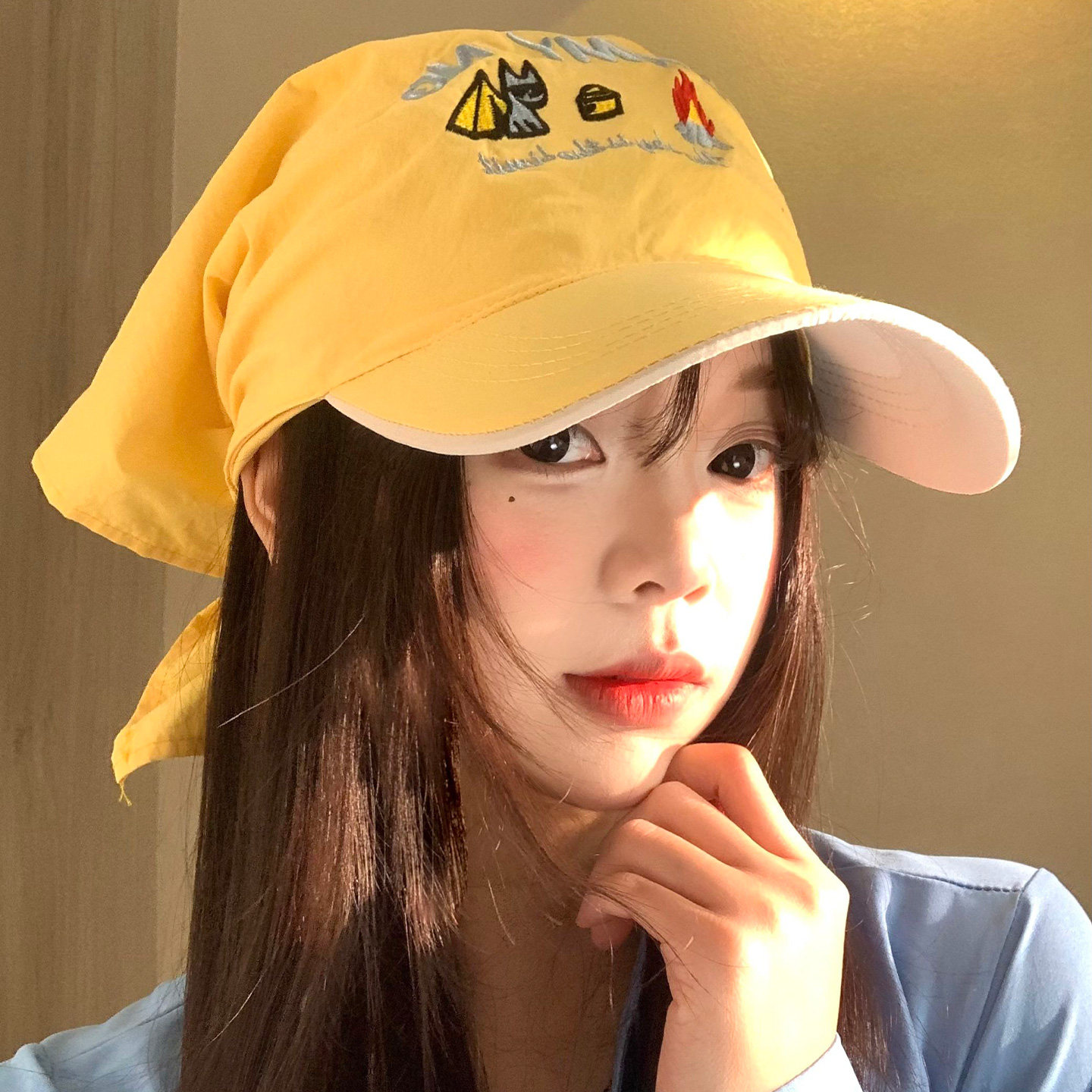 卡通刺绣头巾帽子女美式嘻哈小众黄色鸭舌帽显脸小街头时髦棒球帽