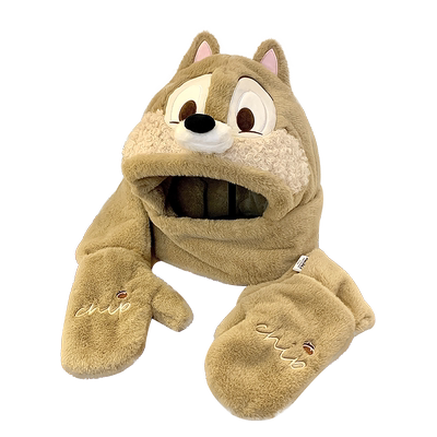 正版迪士尼奇奇蒂蒂帽子围巾一体