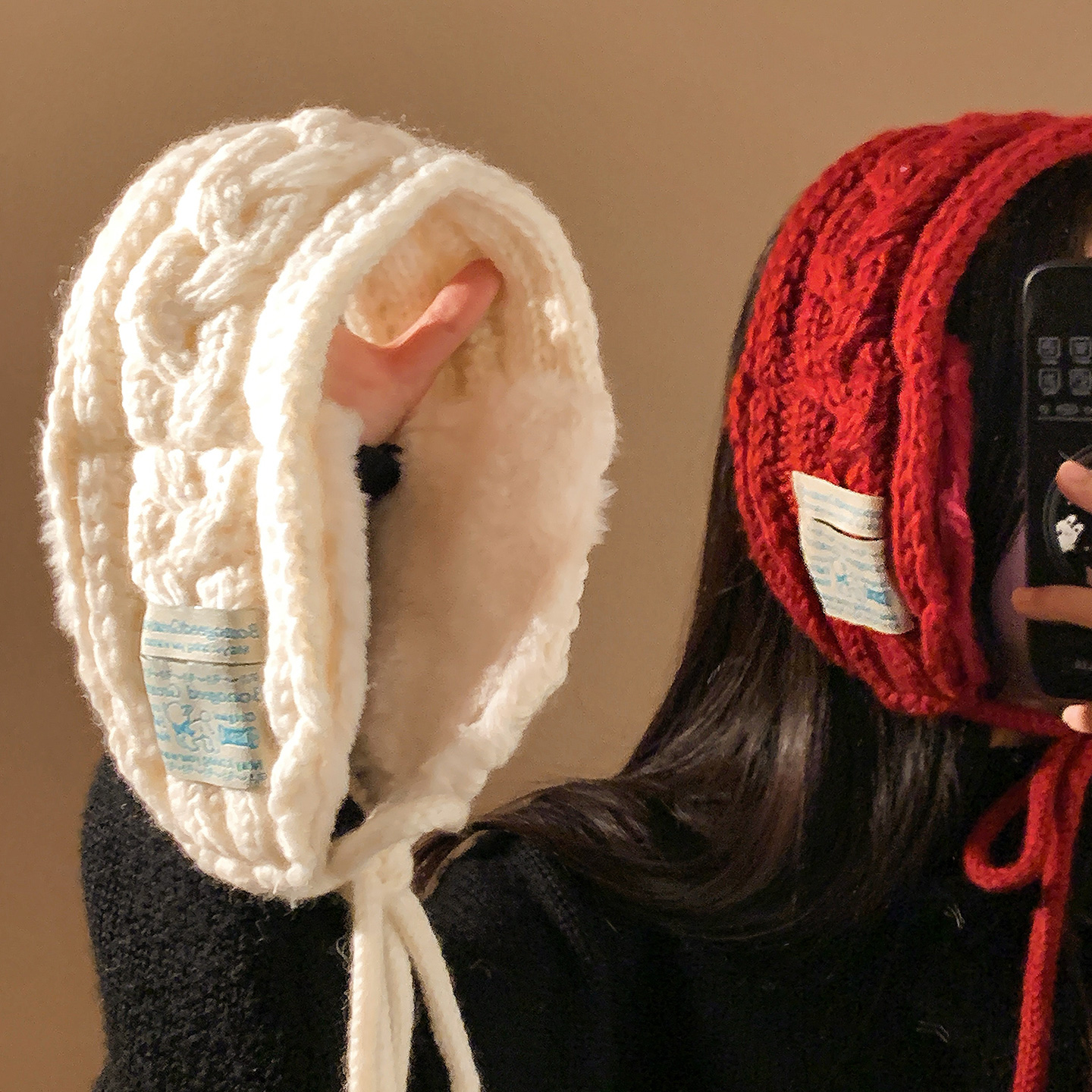 绑带针织毛线耳罩女冬季加绒百搭头巾防寒护耳保暖耳套耳暖耳捂子