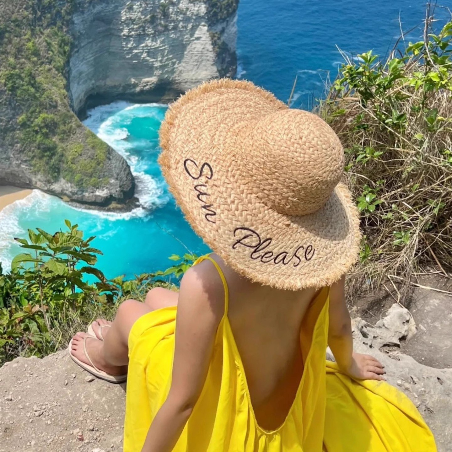 字母拉菲草帽女夏季海边沙滩度假