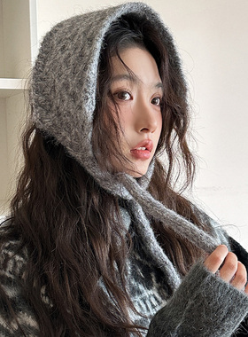 灰色针织毛线耳罩女冬季韩版2025新款耳套加厚护耳保暖耳暖耳捂子