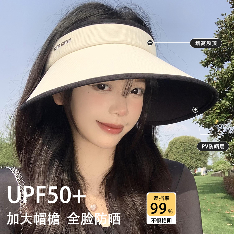 黑胶空顶防晒帽防紫外线大帽檐