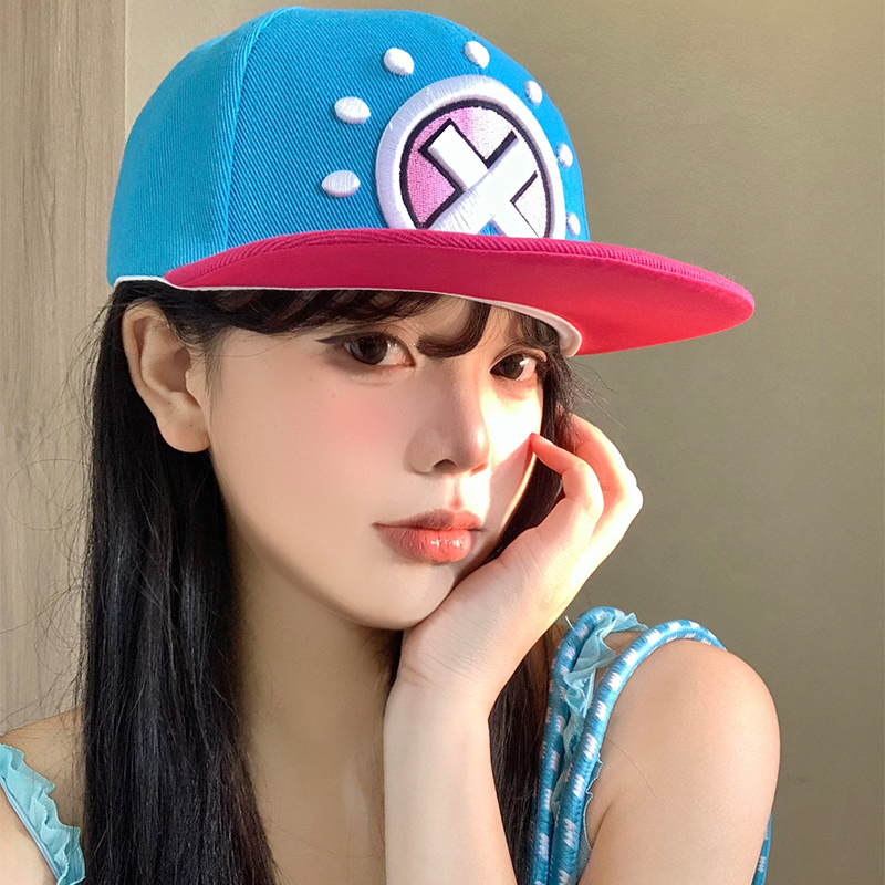 可爱海贼王乔巴帽子女y2k显脸小平沿鸭舌帽卡通遮阳防晒棒球帽潮